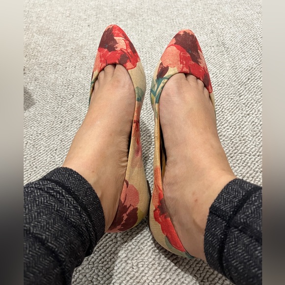Madewell Floral Boho Flower Art Flat Shoe Mary Jane Pointy Ballet 6.5 - Picture 3 of 8